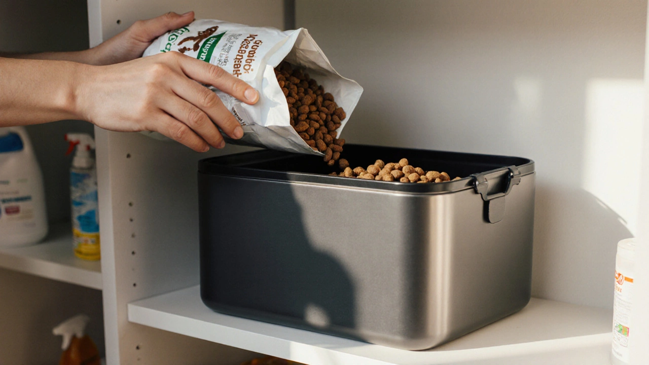 Какой самый безопасный способ хранения сухого корма для собак?