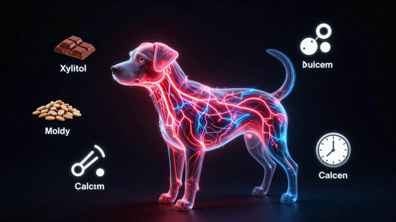 Схема нервной системы щенка с символами причин судорог.